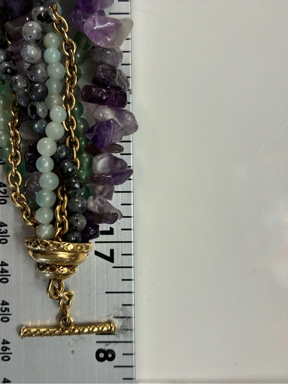 VTG CAROLEE LUX Multi-Strand Amethyst GR Aventurine  Necklace with Gold Accents